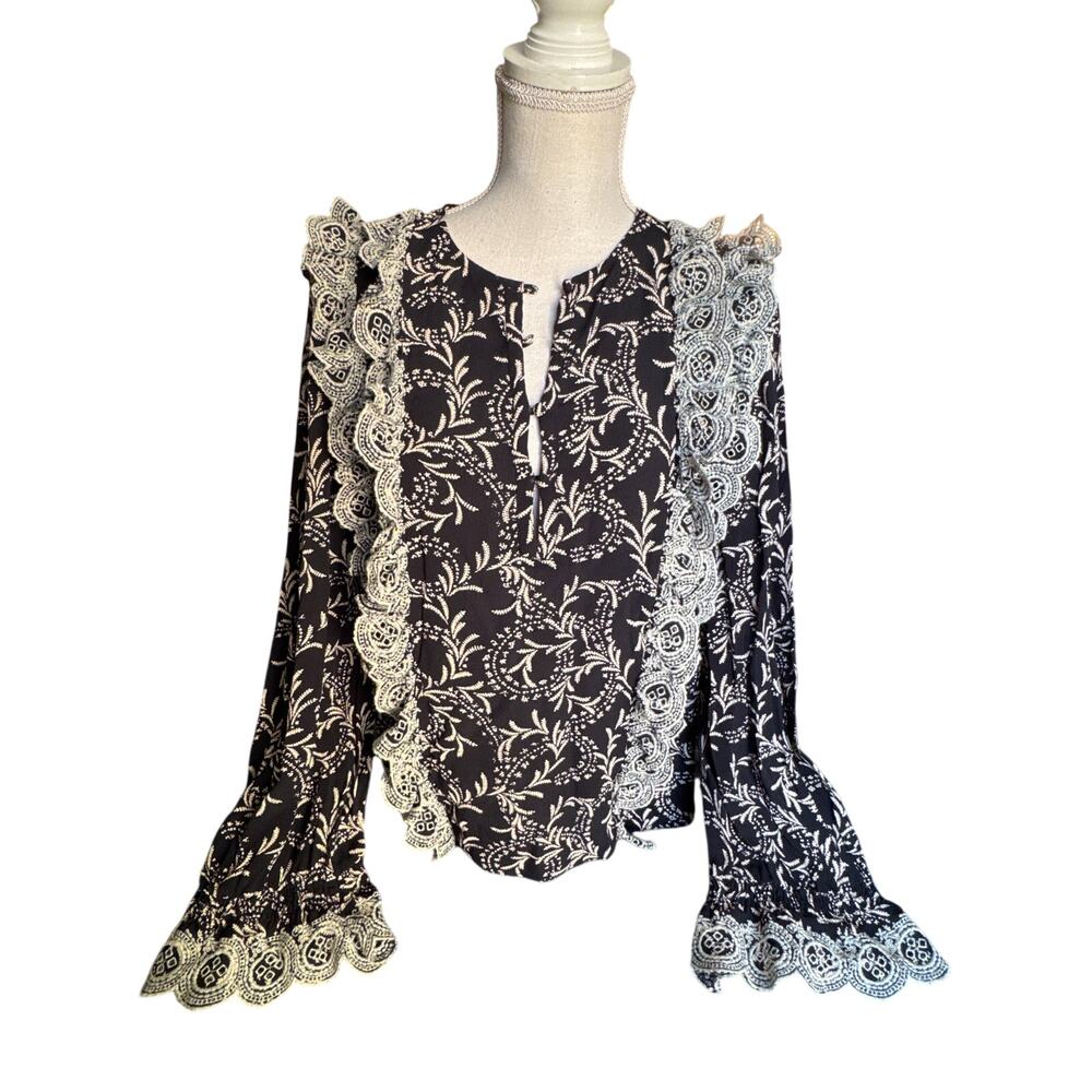 Joie Royalty Cavair Ruffle Long Sleeve Blouse Small